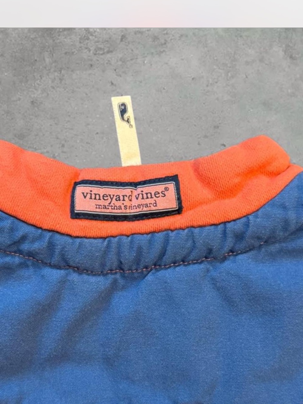 Vineyard Vines Orange Pullover with Navy Patch - Picture 6 of 6